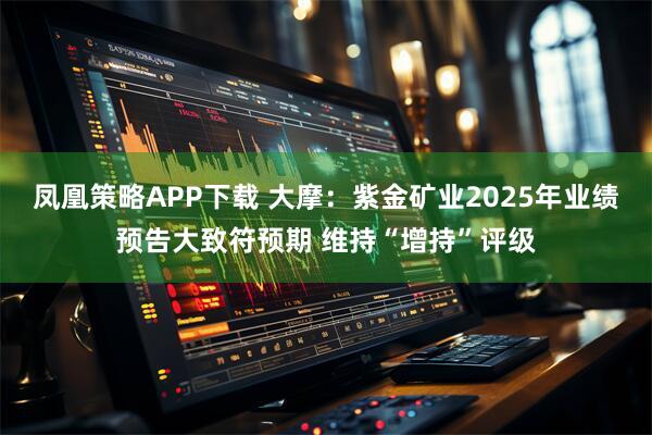 凤凰策略APP下载 大摩：紫金矿业2025年业绩预告大致符预期 维持“增持”评级